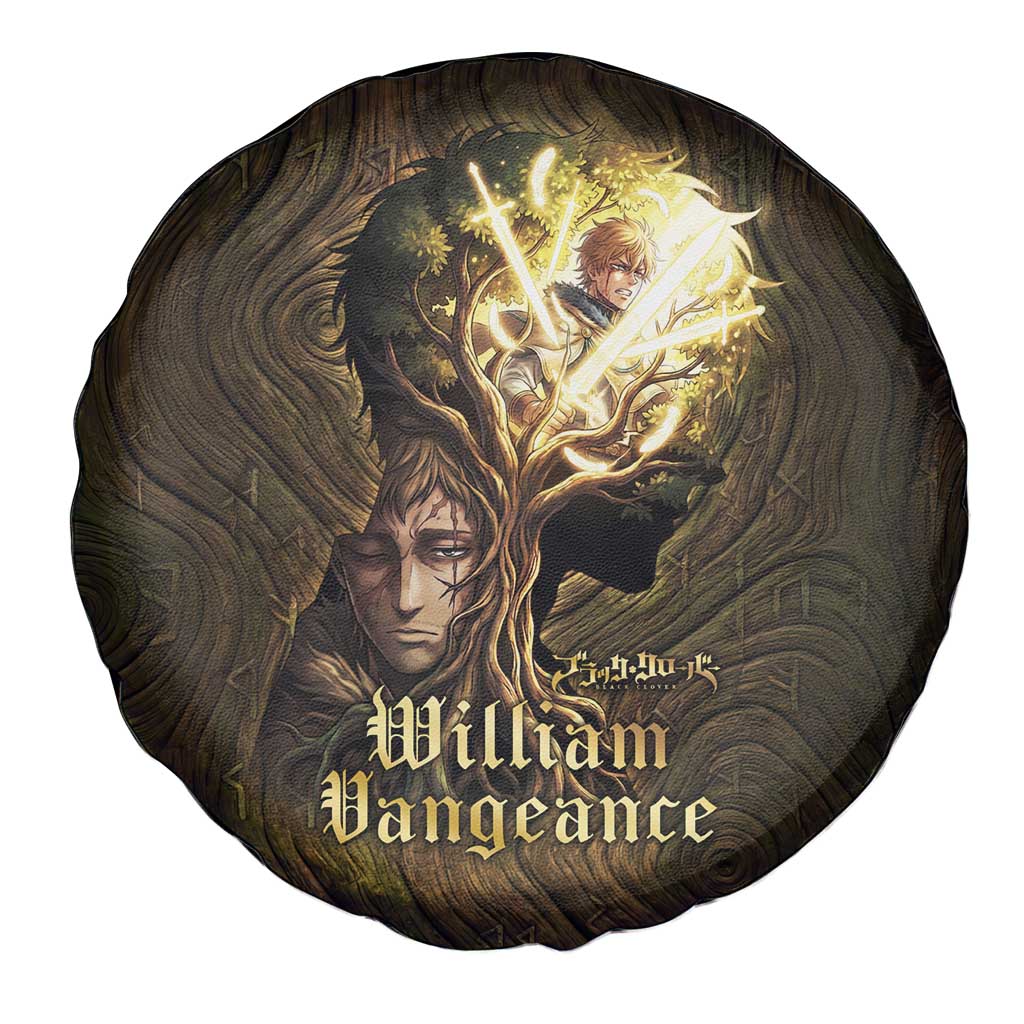 William Vangeance Black Clover Spare Tire Cover Enchanted Woodgrain Style with Duality and Golden Mask Motif