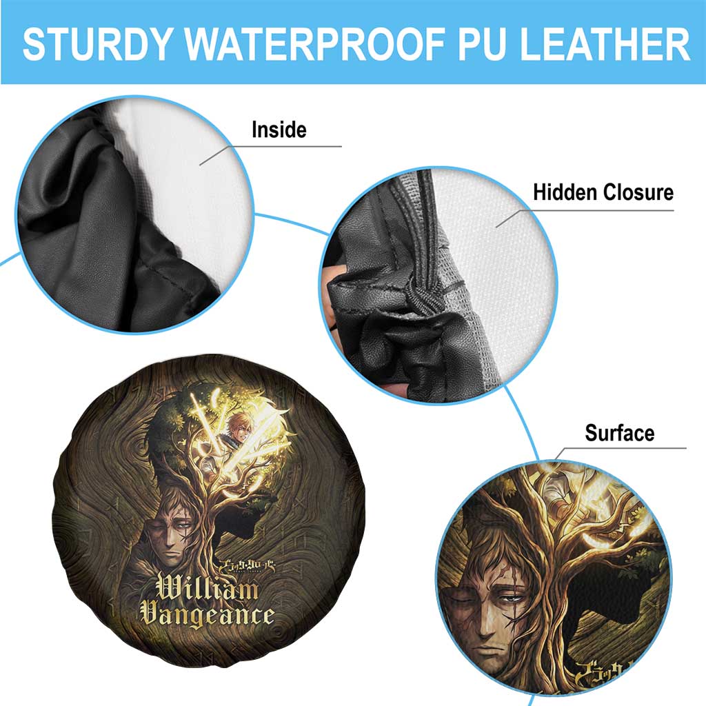 William Vangeance Black Clover Spare Tire Cover Enchanted Woodgrain Style with Duality and Golden Mask Motif