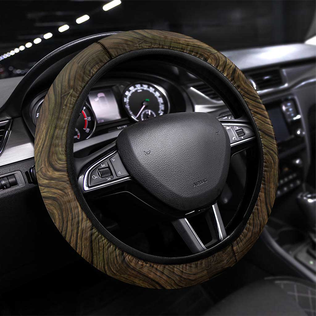 William Vangeance Black Clover Steering Wheel Cover Enchanted Woodgrain Style with Duality and Golden Mask Motif