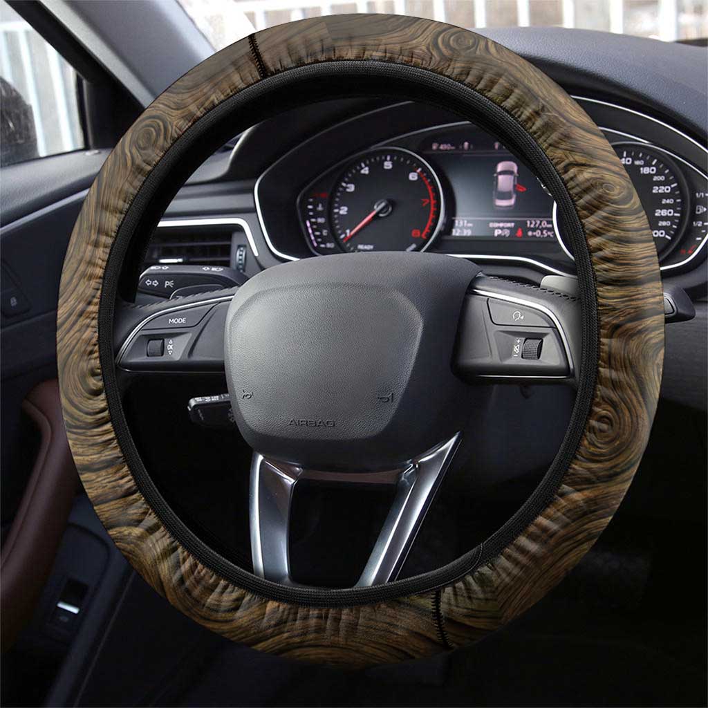 William Vangeance Black Clover Steering Wheel Cover Enchanted Woodgrain Style with Duality and Golden Mask Motif