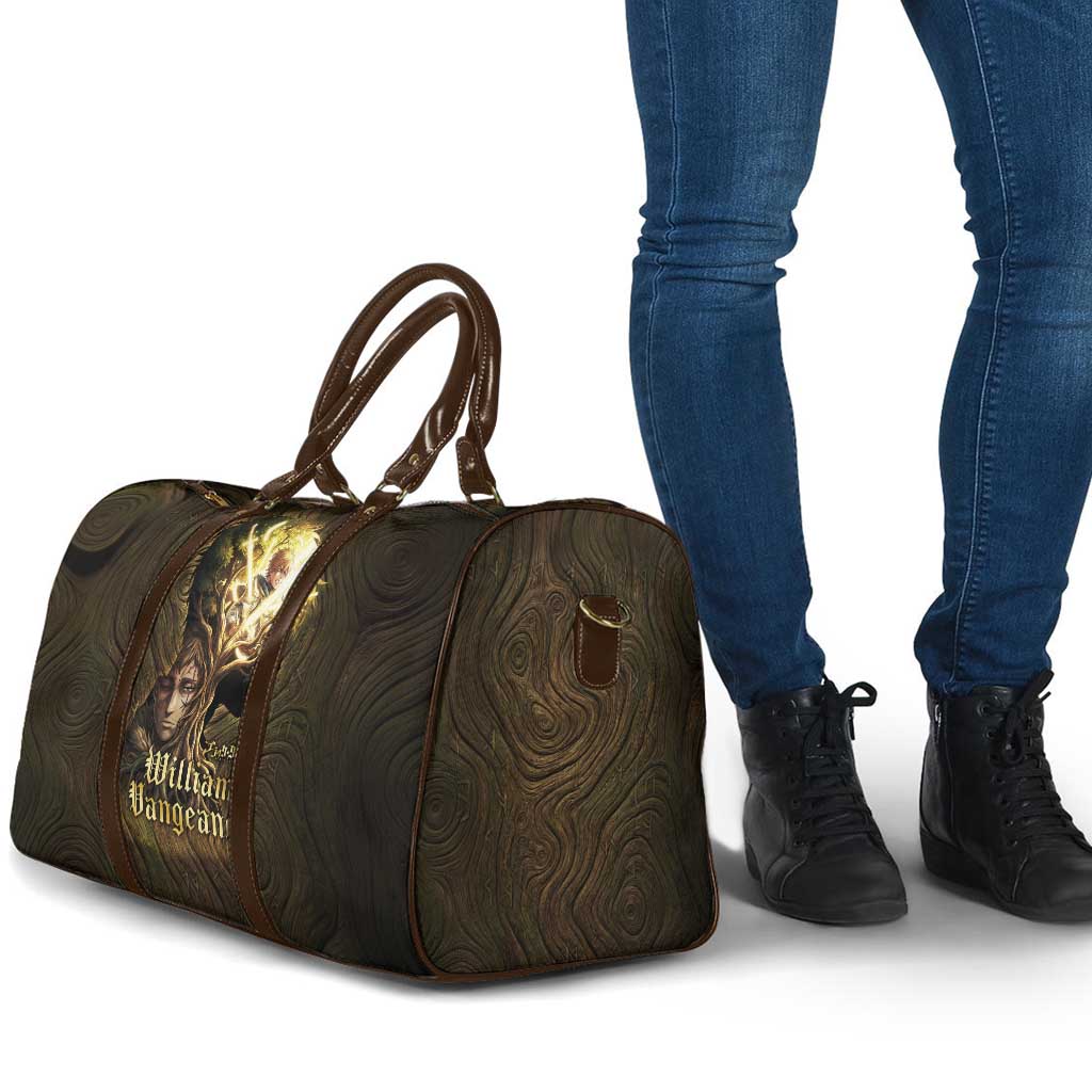 William Vangeance Black Clover Travel Bag Enchanted Woodgrain Style with Duality and Golden Mask Motif
