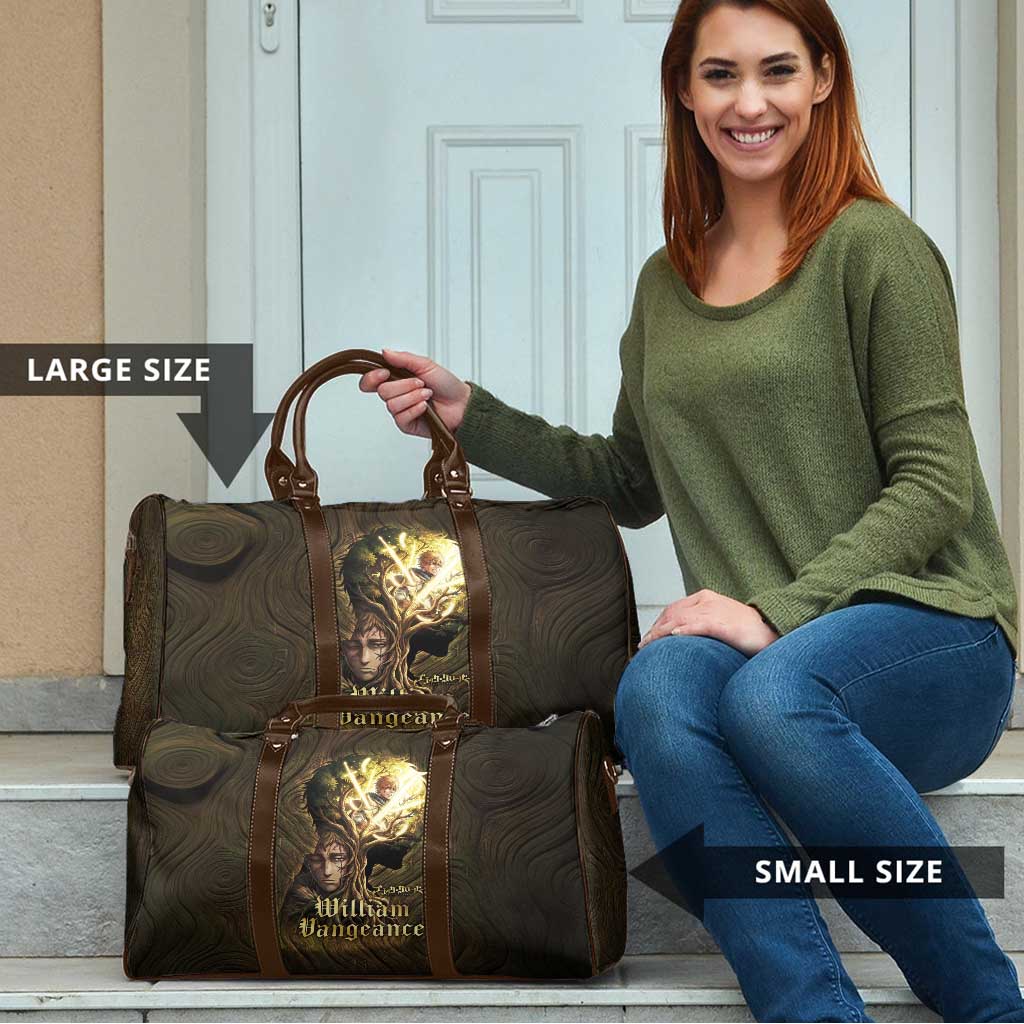William Vangeance Black Clover Travel Bag Enchanted Woodgrain Style with Duality and Golden Mask Motif