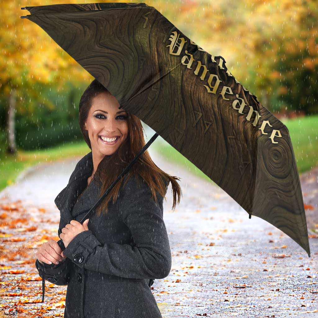 William Vangeance Black Clover Umbrella Enchanted Woodgrain Style with Duality and Golden Mask Motif