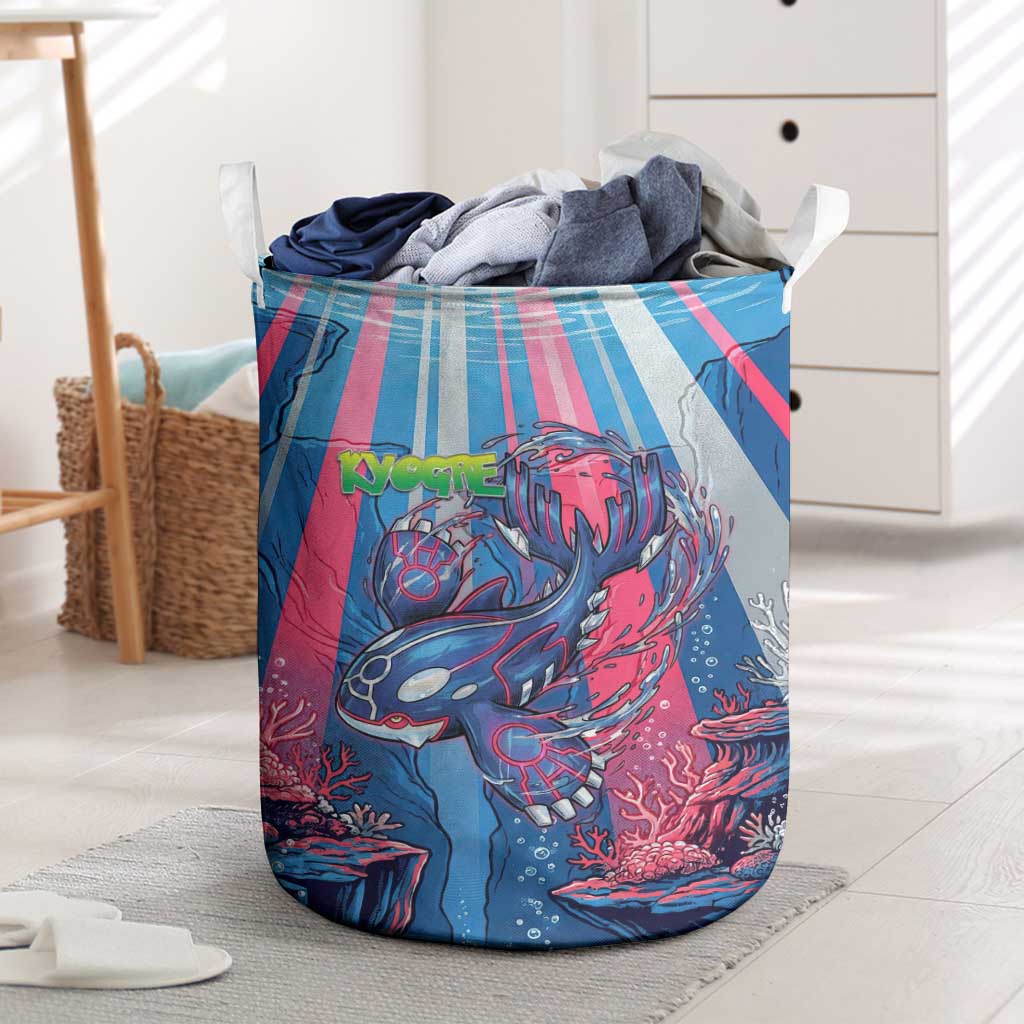 Kyogre Alpha Laundry Basket Neon Deep Sea Coral Art