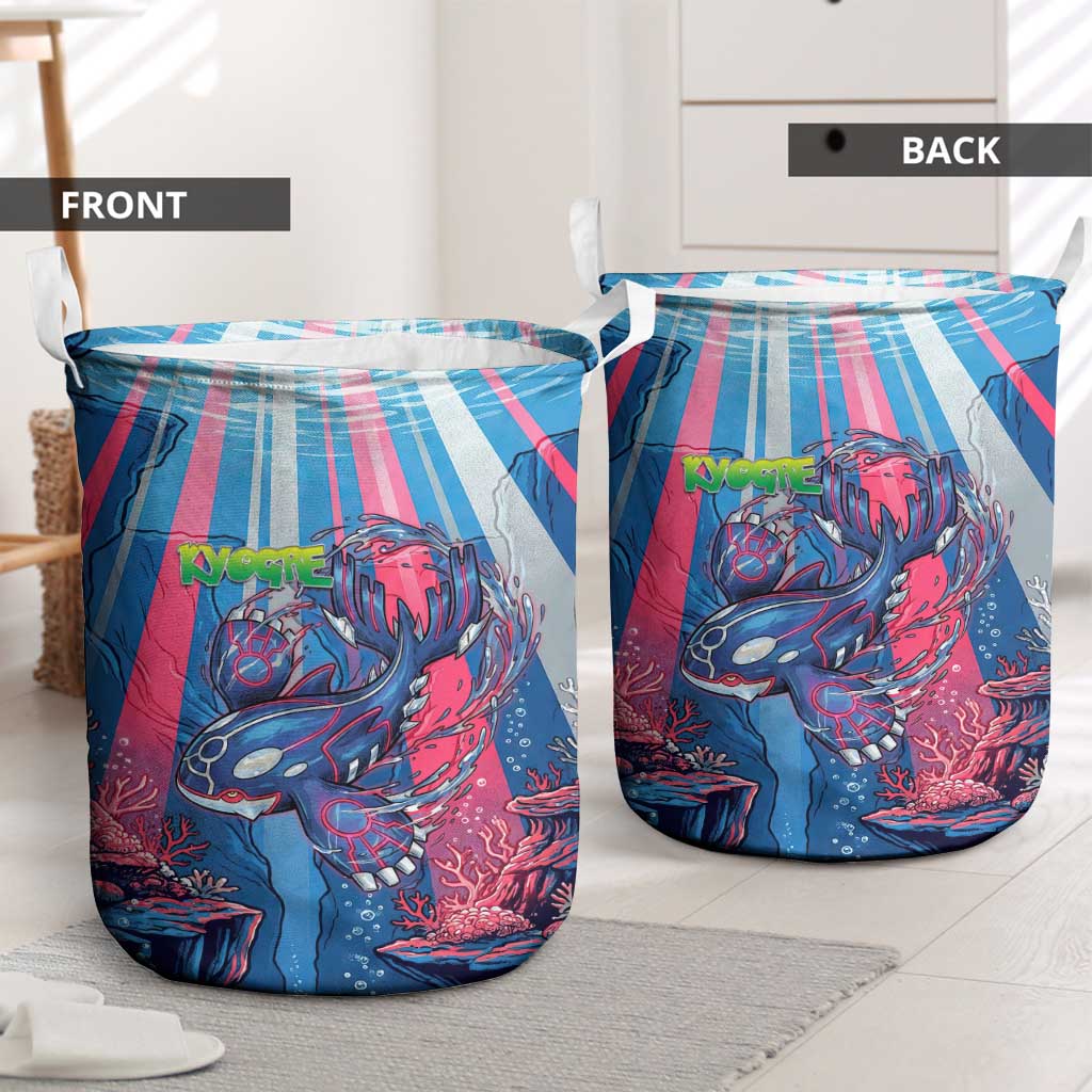 Kyogre Alpha Laundry Basket Neon Deep Sea Coral Art