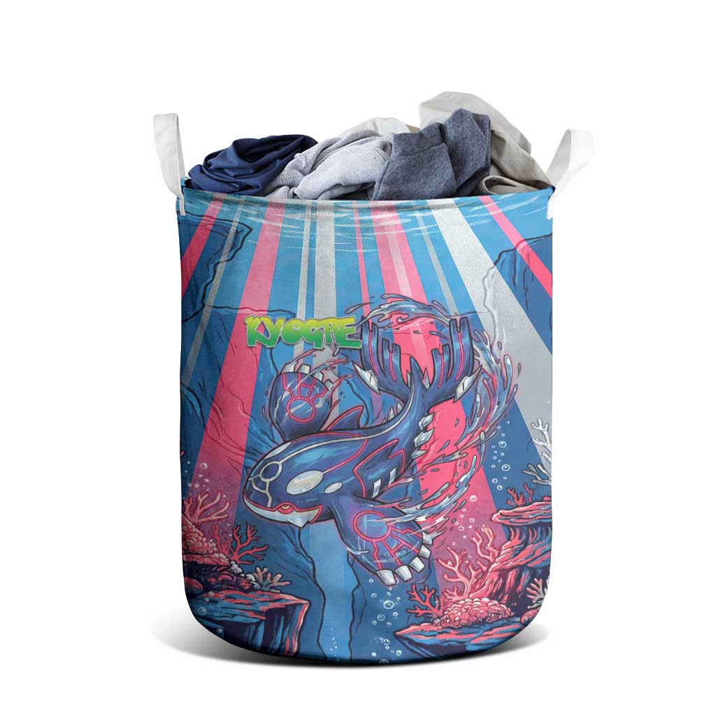 Kyogre Alpha Laundry Basket Neon Deep Sea Coral Art