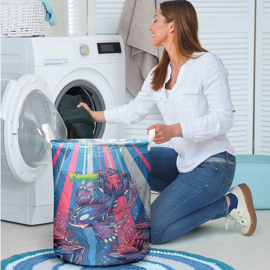Kyogre Alpha Laundry Basket Neon Deep Sea Coral Art
