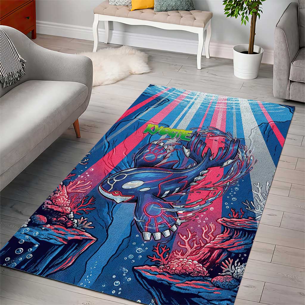 Kyogre Alpha Area Rug Neon Deep Sea Coral Art