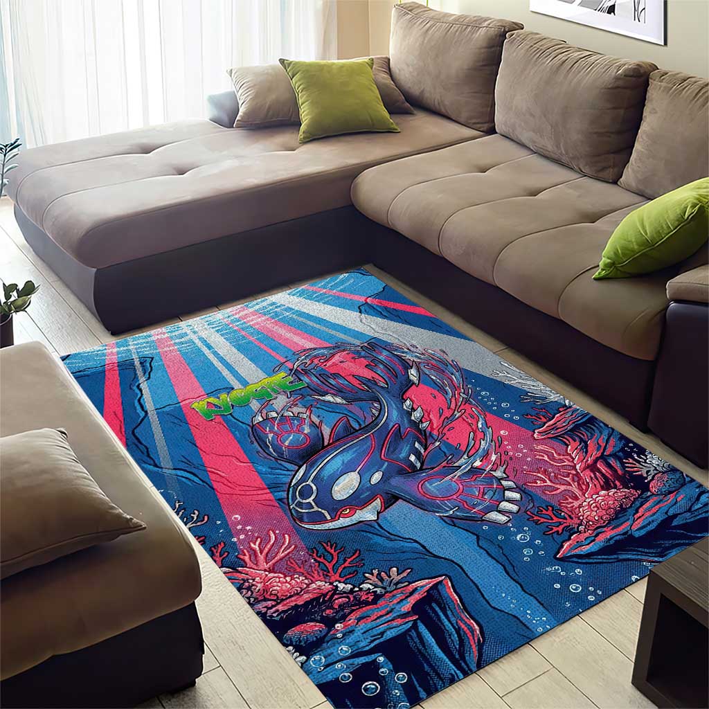 Kyogre Alpha Area Rug Neon Deep Sea Coral Art