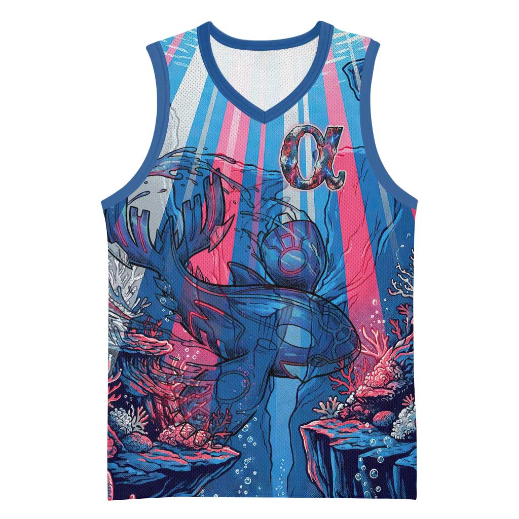 Kyogre Alpha Basketball Jersey Neon Deep Sea Coral Art