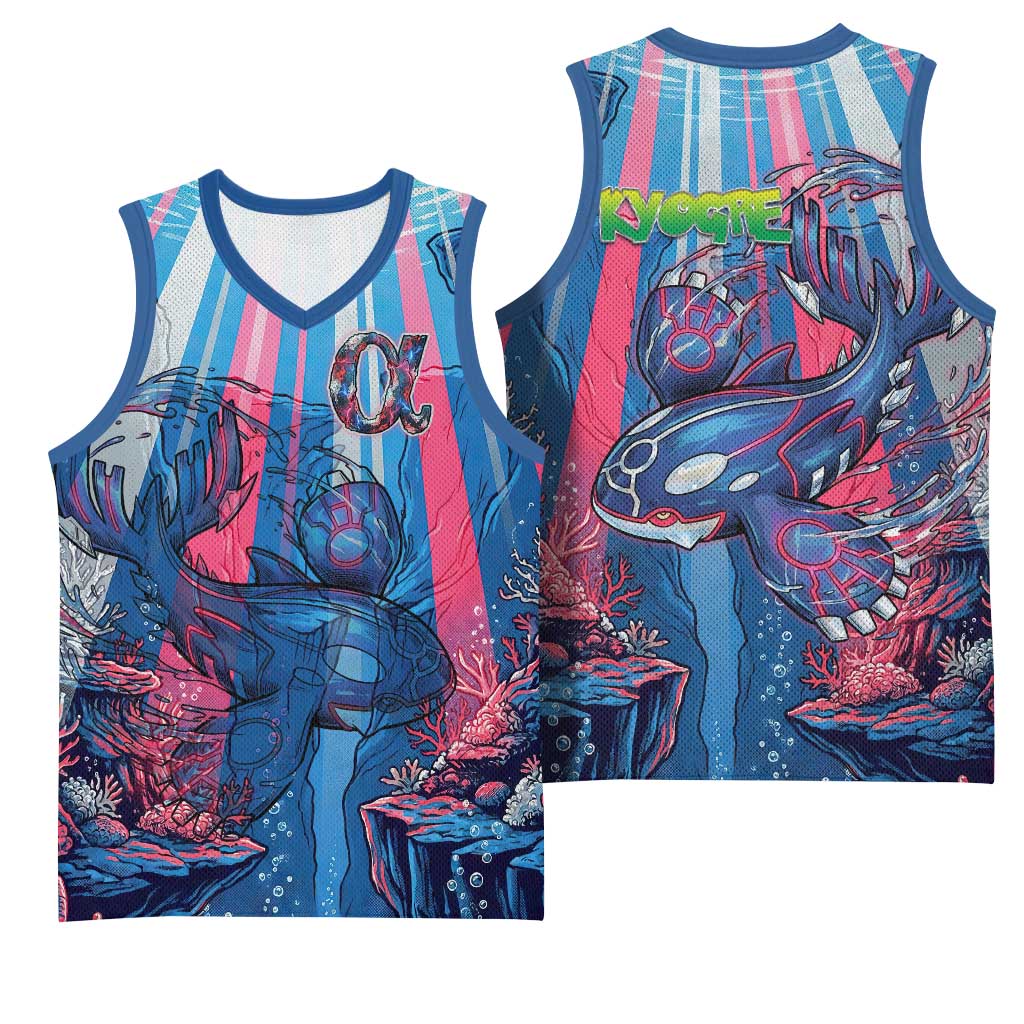 Kyogre Alpha Basketball Jersey Neon Deep Sea Coral Art