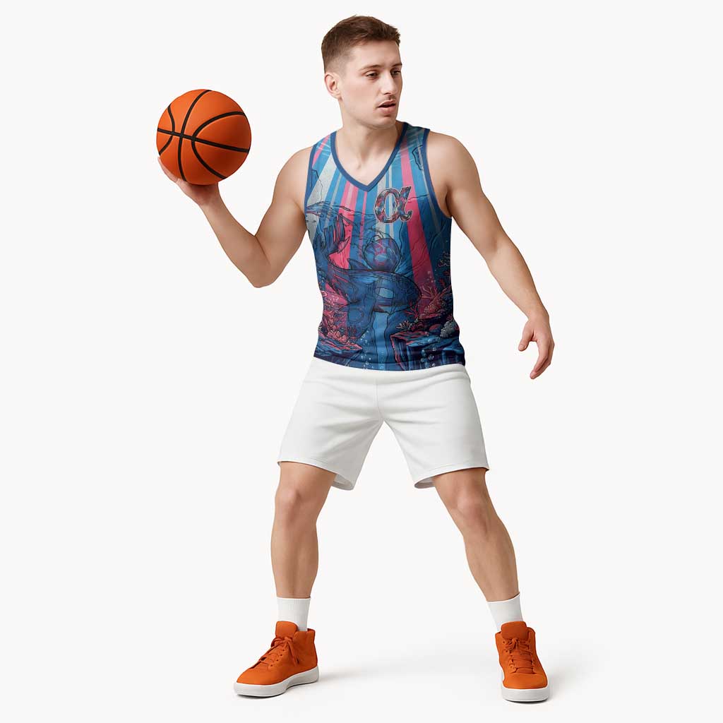 Kyogre Alpha Basketball Jersey Neon Deep Sea Coral Art