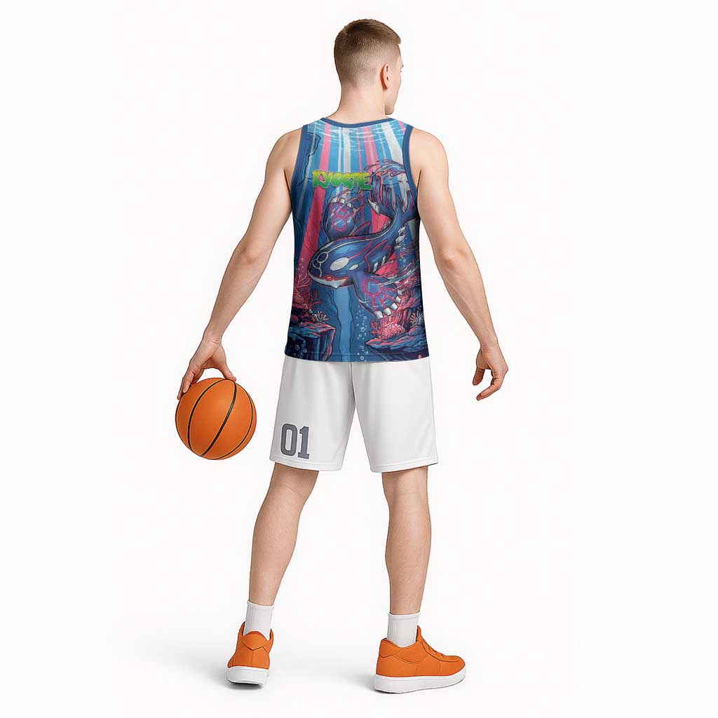 Kyogre Alpha Basketball Jersey Neon Deep Sea Coral Art