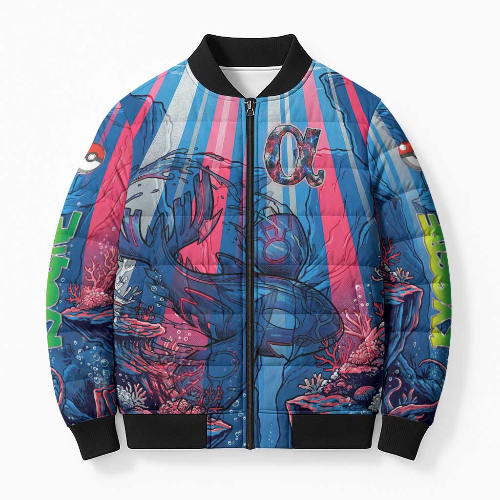 Kyogre Alpha Bomber Puffer Jacket Neon Deep Sea Coral Art