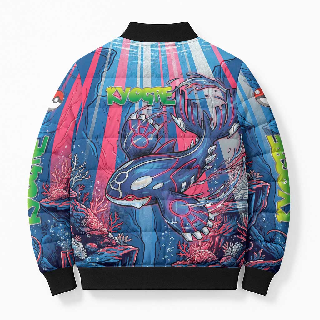 Kyogre Alpha Bomber Puffer Jacket Neon Deep Sea Coral Art