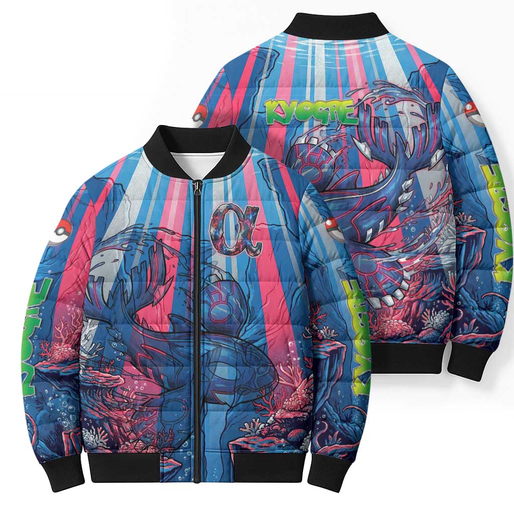 Kyogre Alpha Bomber Puffer Jacket Neon Deep Sea Coral Art