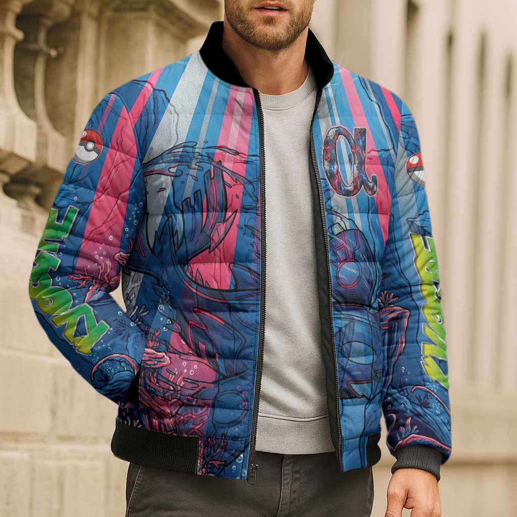 Kyogre Alpha Bomber Puffer Jacket Neon Deep Sea Coral Art
