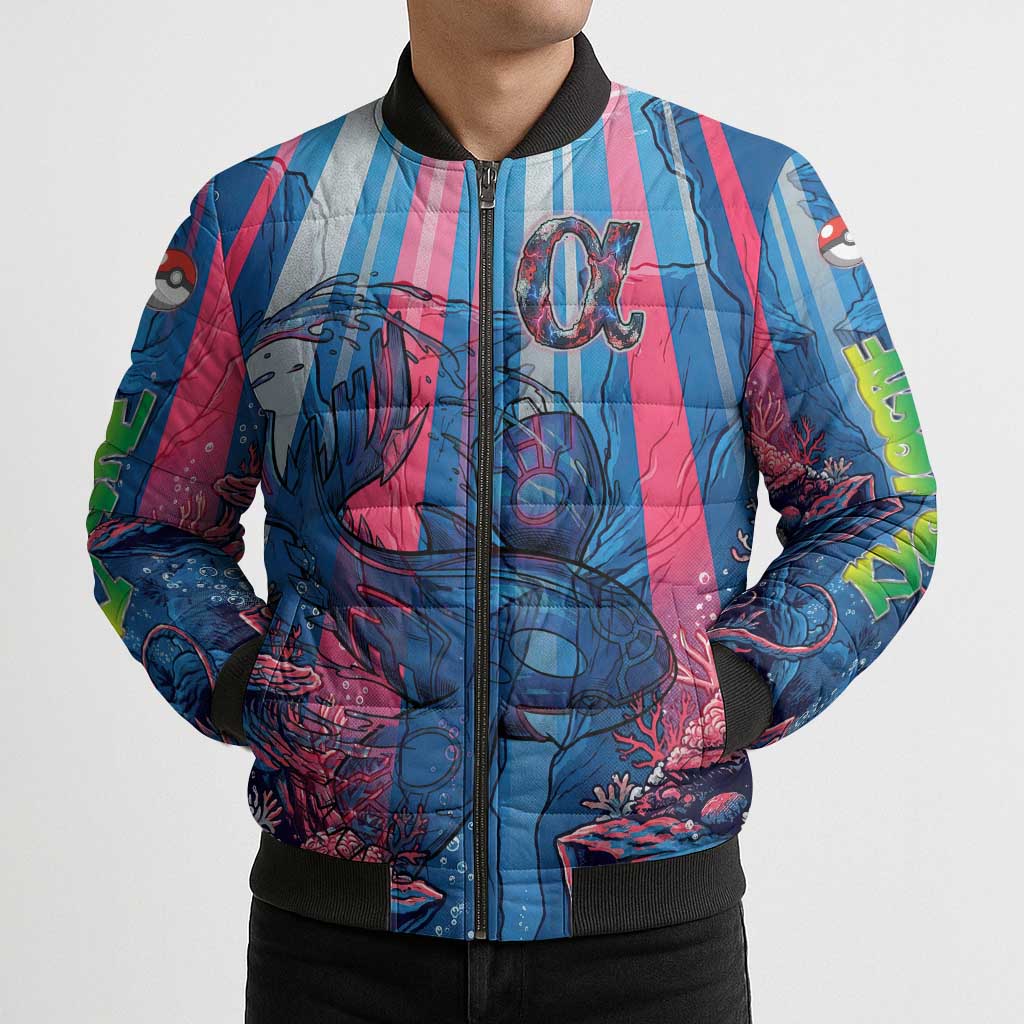 Kyogre Alpha Bomber Puffer Jacket Neon Deep Sea Coral Art
