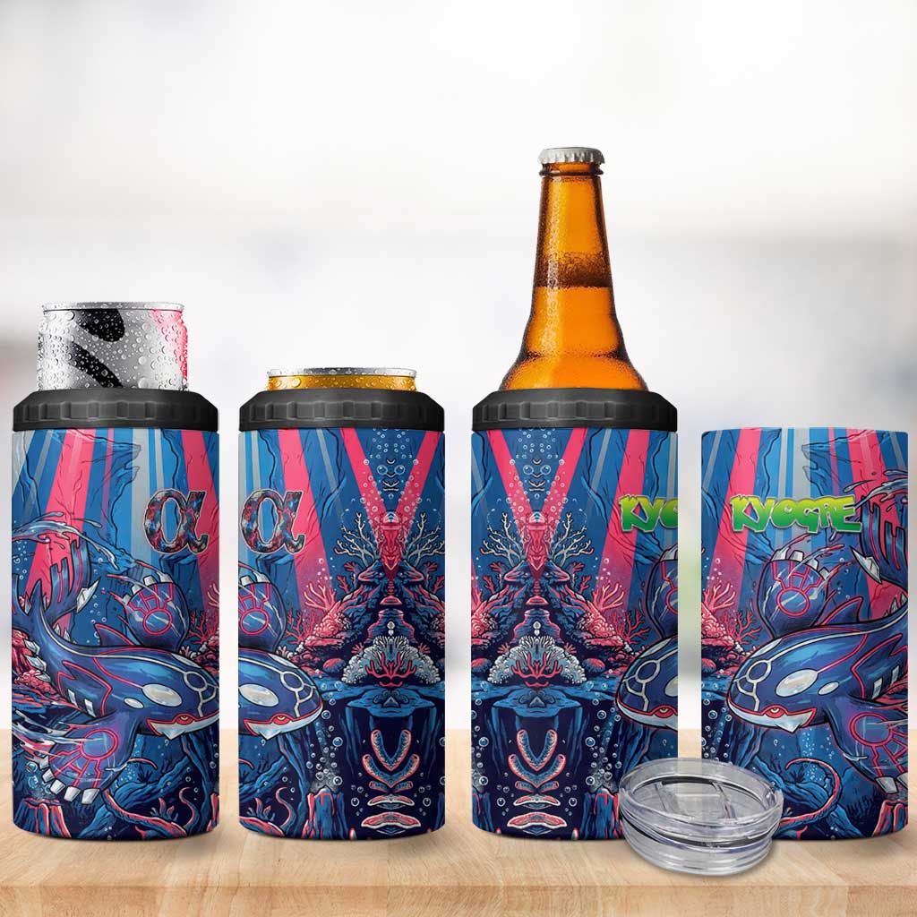 Kyogre Alpha 4 in 1 Can Cooler Tumbler Neon Deep Sea Coral Art