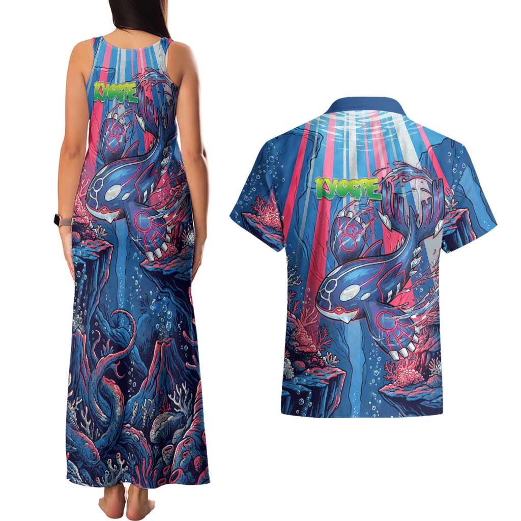 Kyogre Alpha Couples Matching Tank Maxi Dress and Hawaiian Shirt Neon Deep Sea Coral Art
