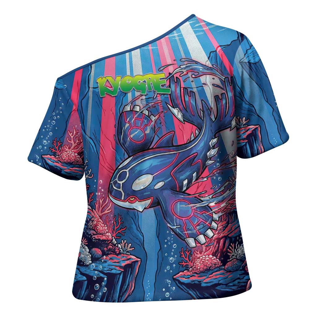 Kyogre Alpha Cross Shoulder Shirt Neon Deep Sea Coral Art