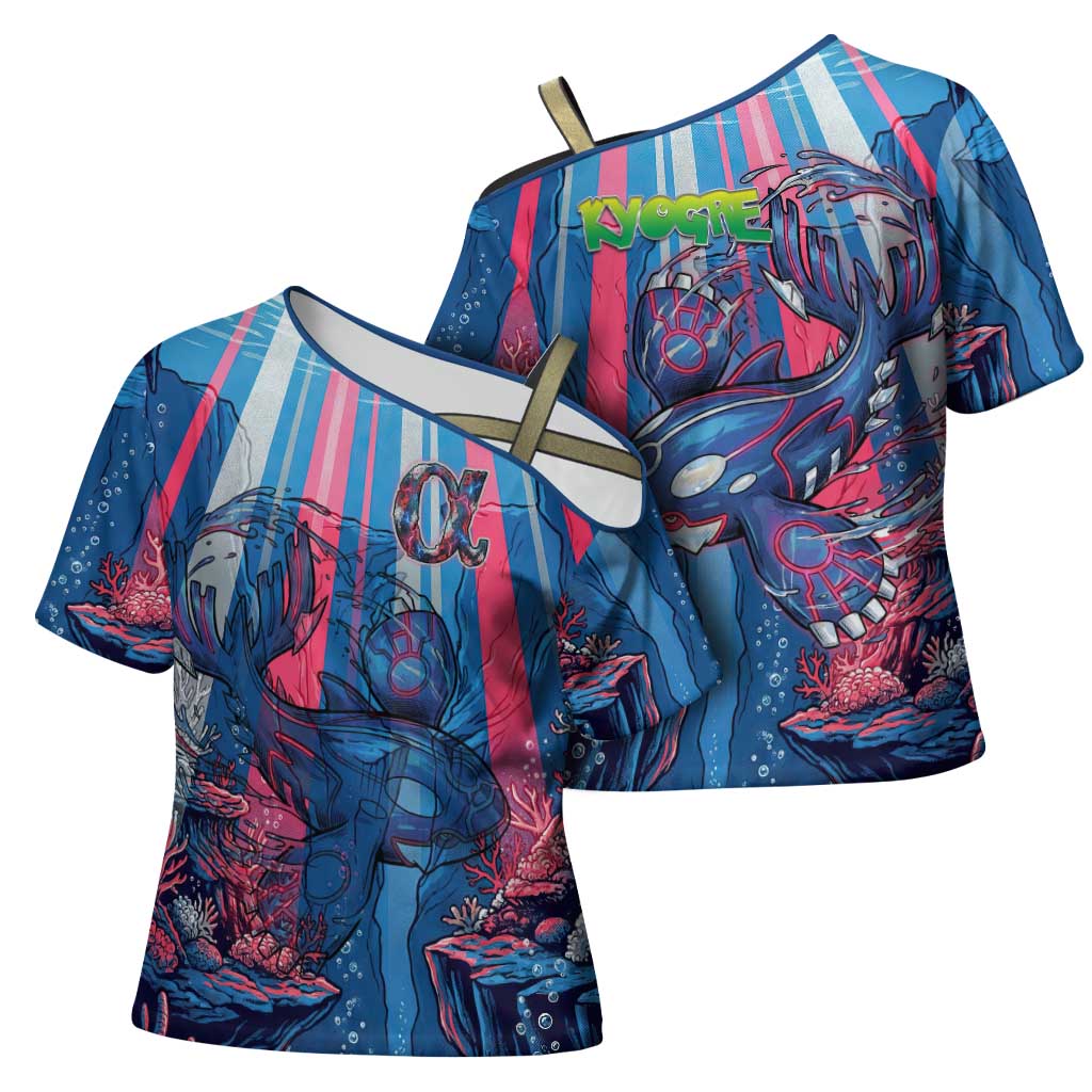 Kyogre Alpha Cross Shoulder Shirt Neon Deep Sea Coral Art