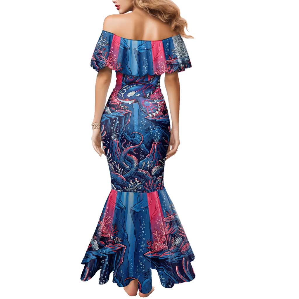Kyogre Alpha Family Matching Mermaid Dress and Hawaiian Shirt Neon Deep Sea Coral Art