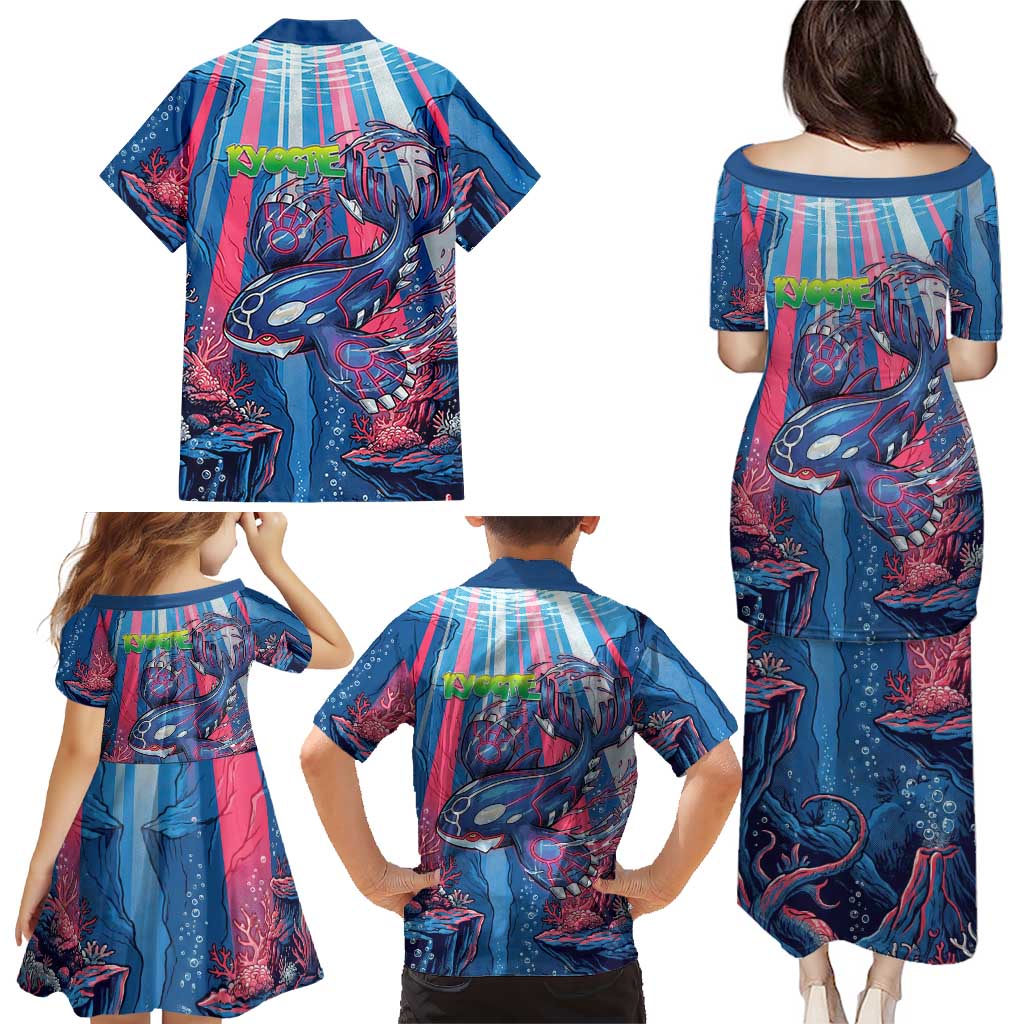 Kyogre Alpha Family Matching Puletasi and Hawaiian Shirt Neon Deep Sea Coral Art