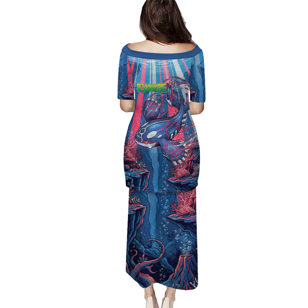 Kyogre Alpha Family Matching Puletasi and Hawaiian Shirt Neon Deep Sea Coral Art