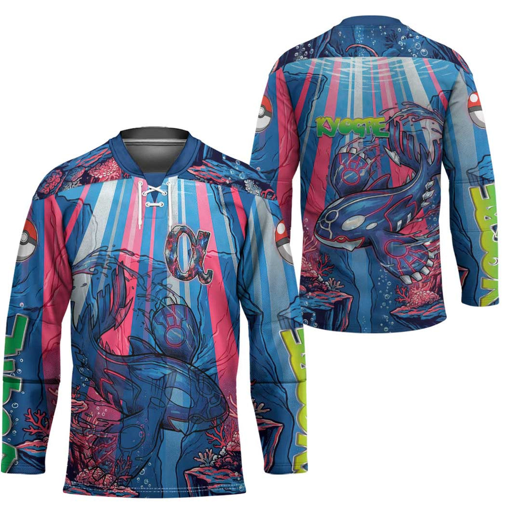 Kyogre Alpha Hockey Jersey Neon Deep Sea Coral Art