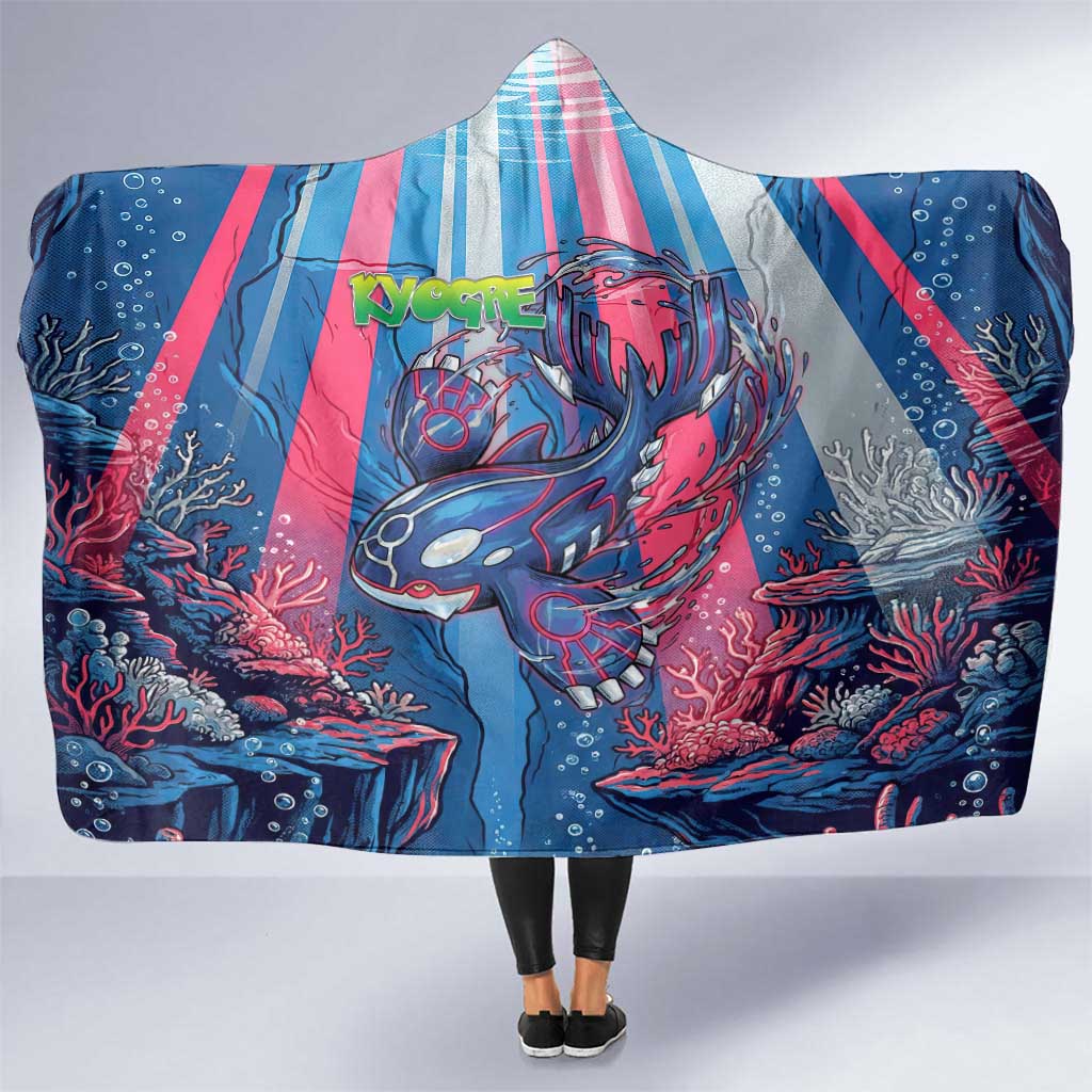 Kyogre Alpha Hooded Blanket Neon Deep Sea Coral Art
