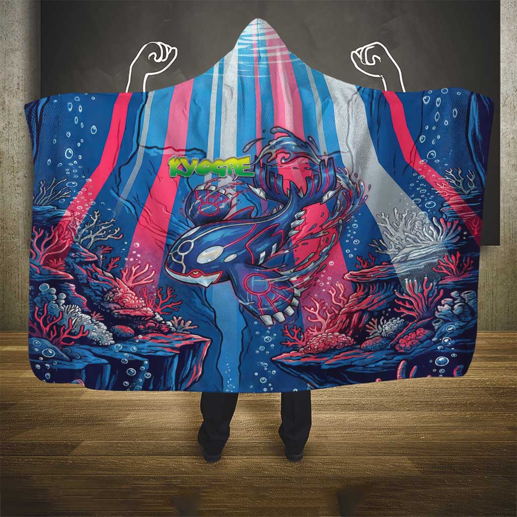 Kyogre Alpha Hooded Blanket Neon Deep Sea Coral Art