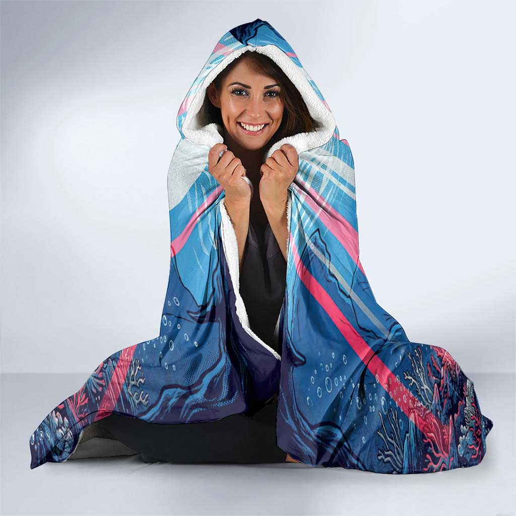 Kyogre Alpha Hooded Blanket Neon Deep Sea Coral Art