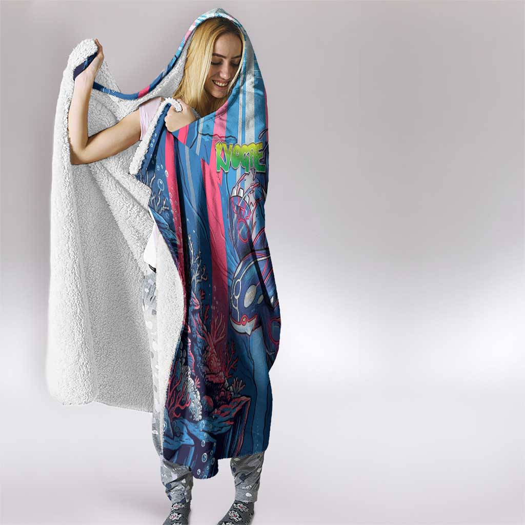 Kyogre Alpha Hooded Blanket Neon Deep Sea Coral Art