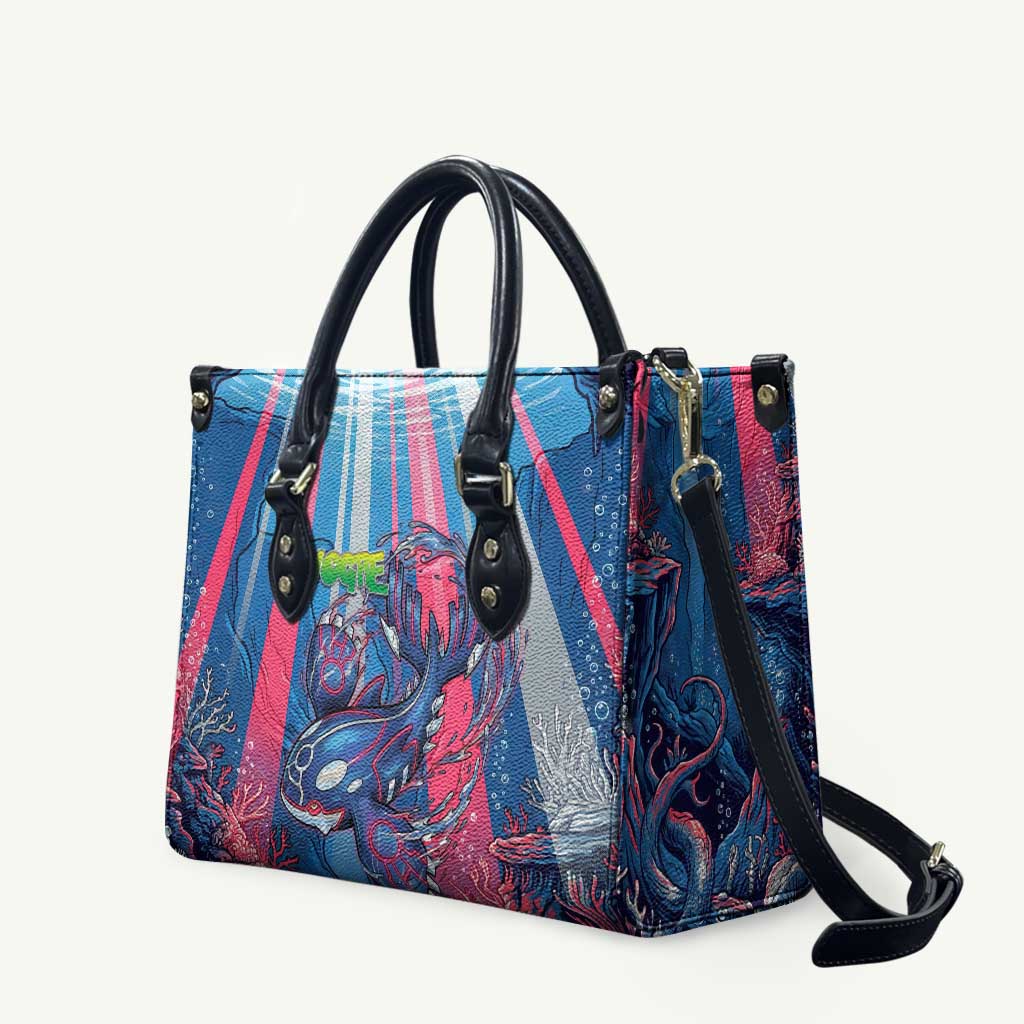 Kyogre Alpha Leather Bag Neon Deep Sea Coral Art