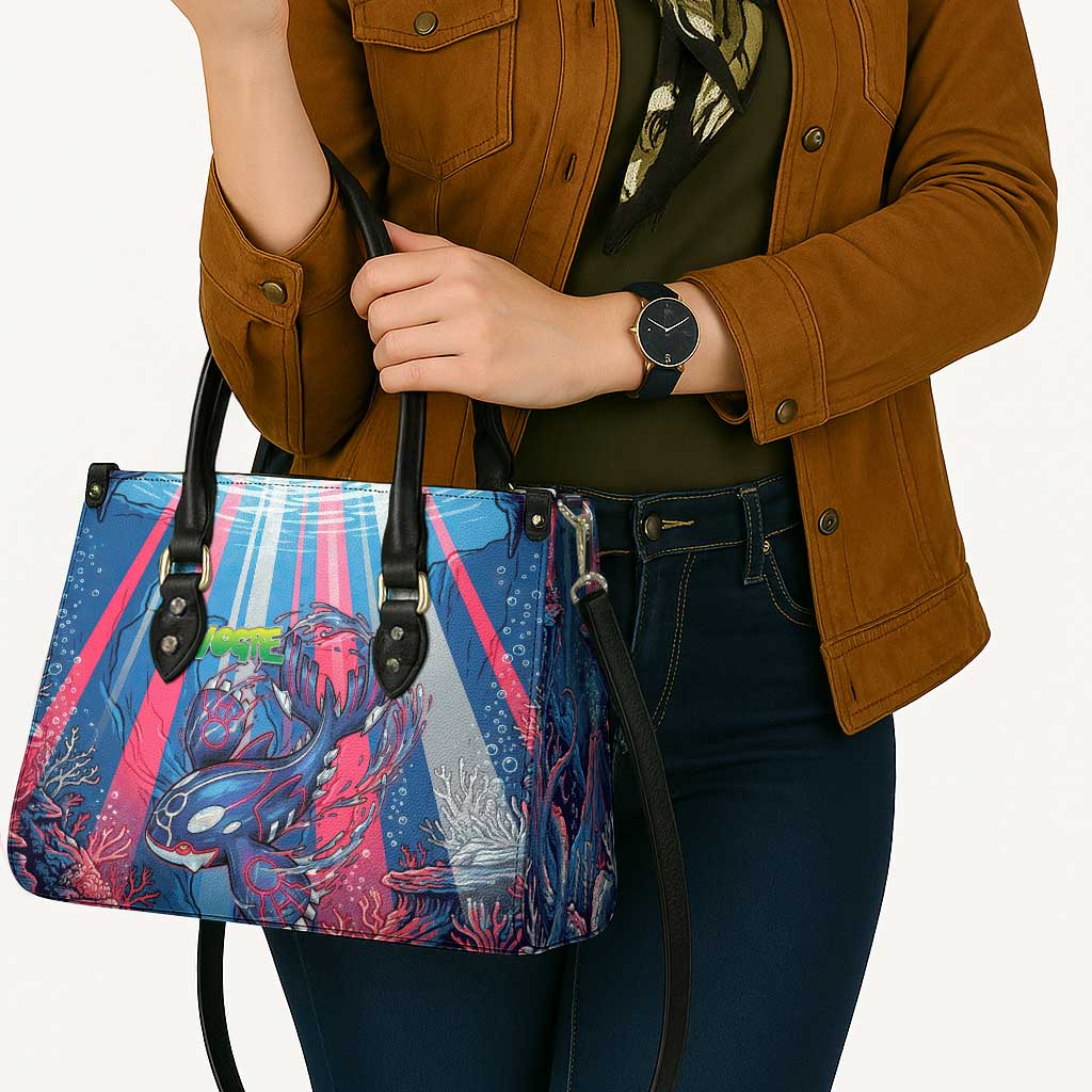 Kyogre Alpha Leather Bag Neon Deep Sea Coral Art