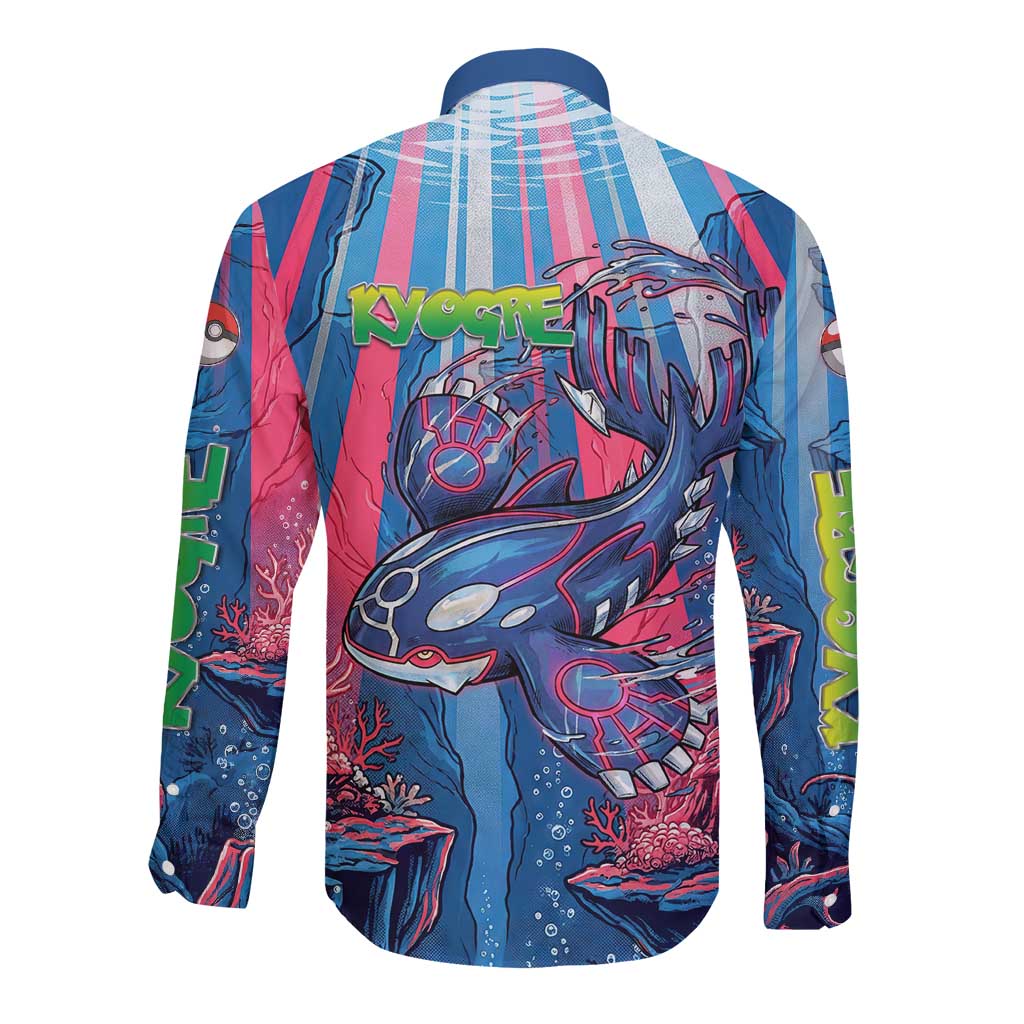 Kyogre Alpha Long Sleeve Button Shirt Neon Deep Sea Coral Art