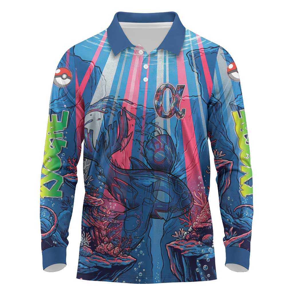 Kyogre Alpha Long Sleeve Polo Shirt Neon Deep Sea Coral Art