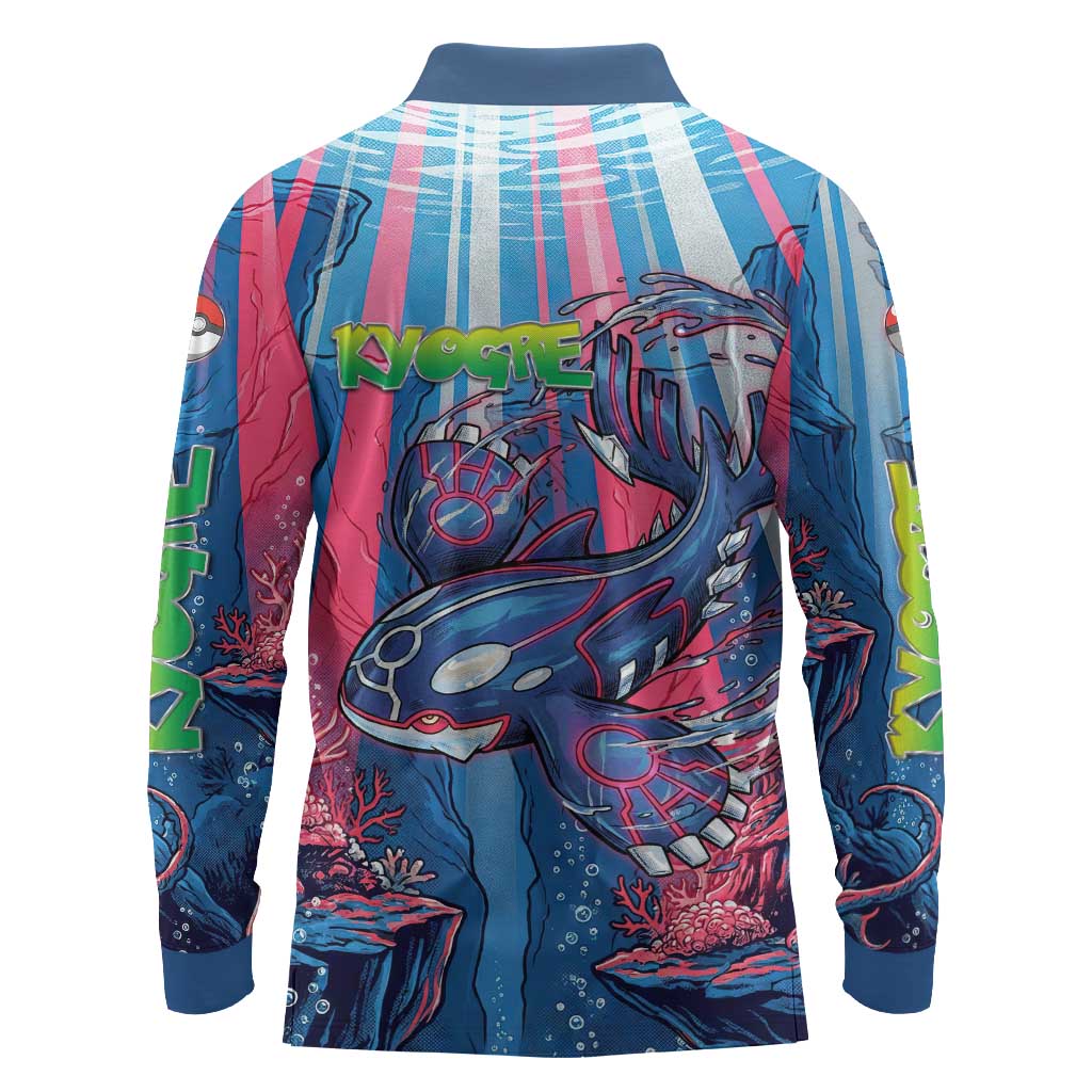 Kyogre Alpha Long Sleeve Polo Shirt Neon Deep Sea Coral Art