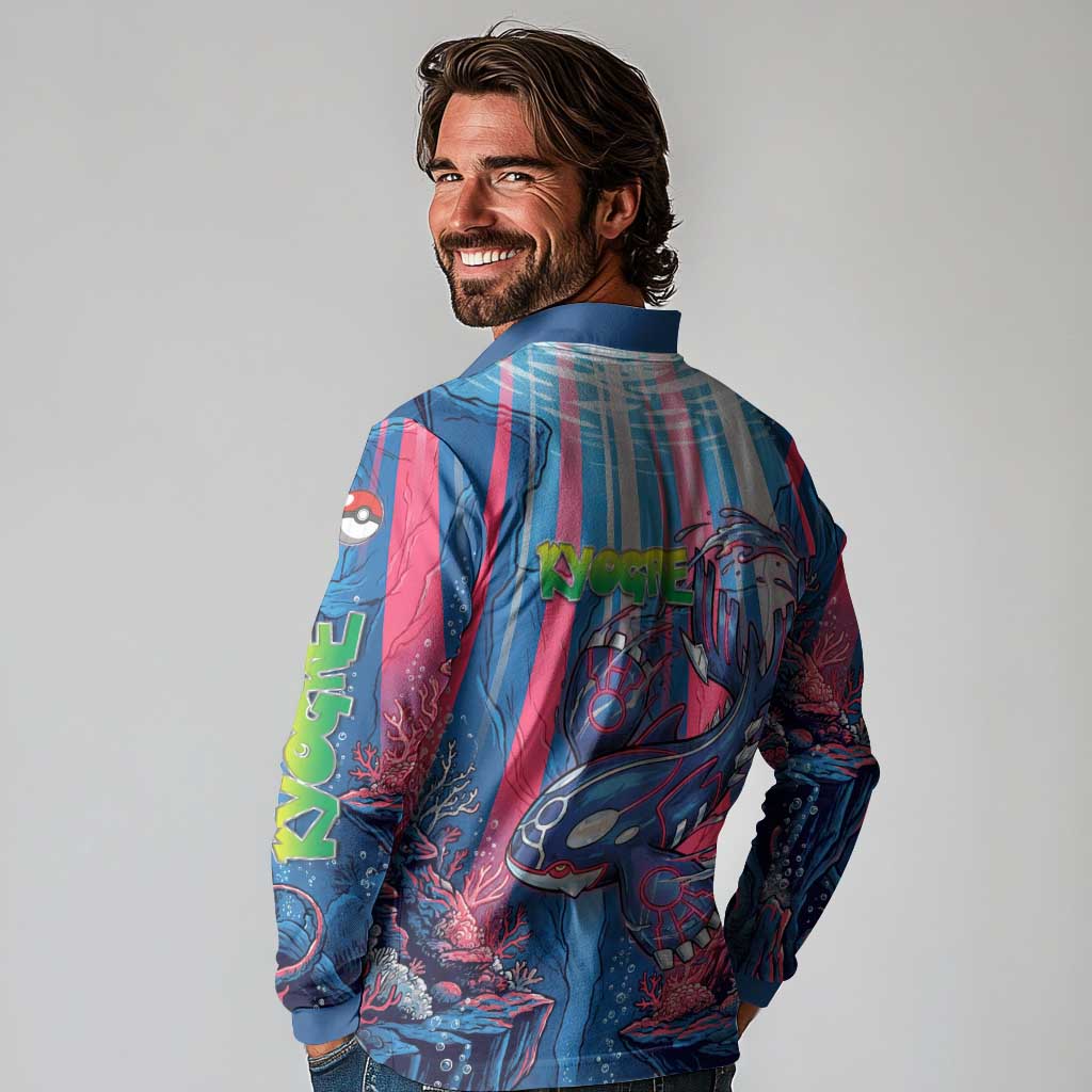 Kyogre Alpha Long Sleeve Polo Shirt Neon Deep Sea Coral Art