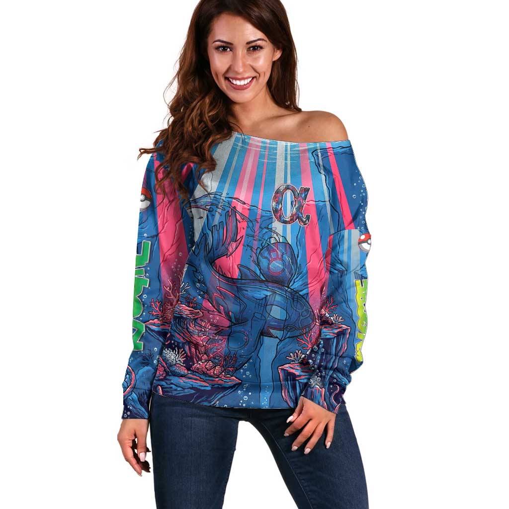 Kyogre Alpha Off Shoulder Sweater Neon Deep Sea Coral Art