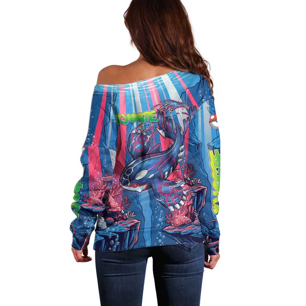Kyogre Alpha Off Shoulder Sweater Neon Deep Sea Coral Art