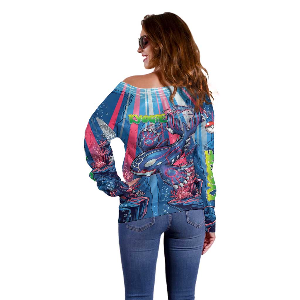 Kyogre Alpha Off Shoulder Sweater Neon Deep Sea Coral Art