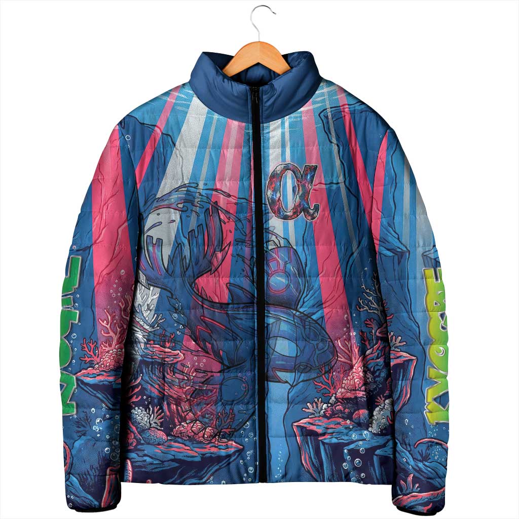 Kyogre Alpha Padded Jacket Neon Deep Sea Coral Art