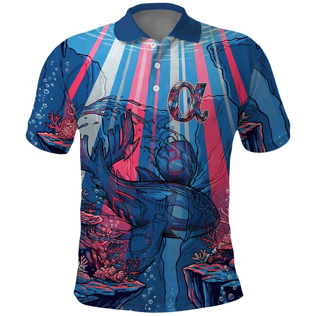 Kyogre Alpha Polo Shirt Neon Deep Sea Coral Art