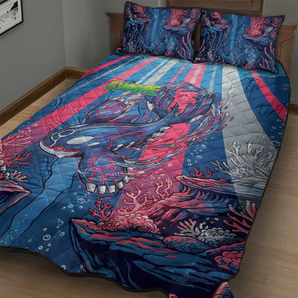 Kyogre Alpha Quilt Bed Set Neon Deep Sea Coral Art