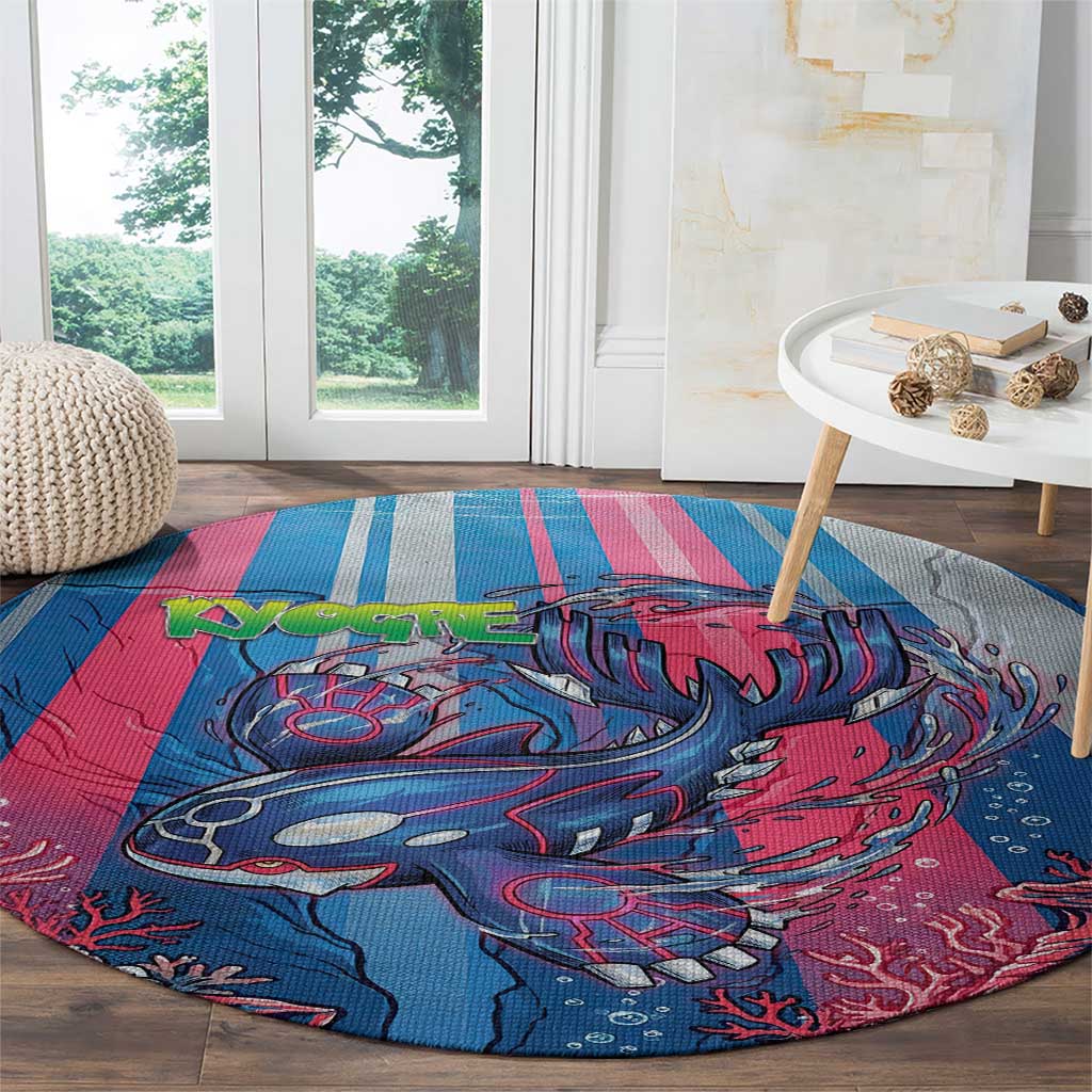 Kyogre Alpha Round Carpet Neon Deep Sea Coral Art