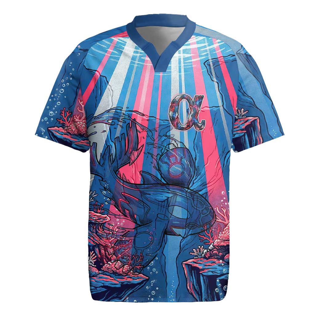 Kyogre Alpha Rugby Jersey Neon Deep Sea Coral Art