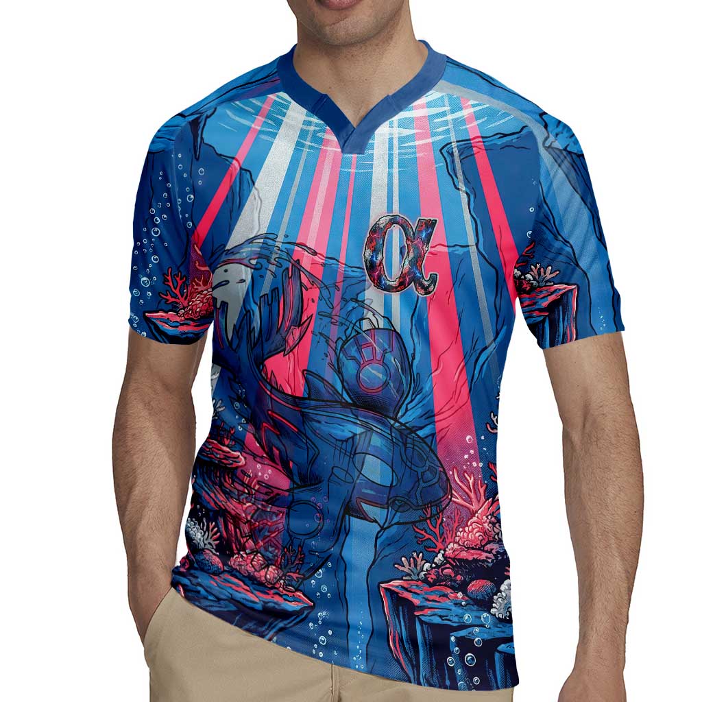 Kyogre Alpha Rugby Jersey Neon Deep Sea Coral Art