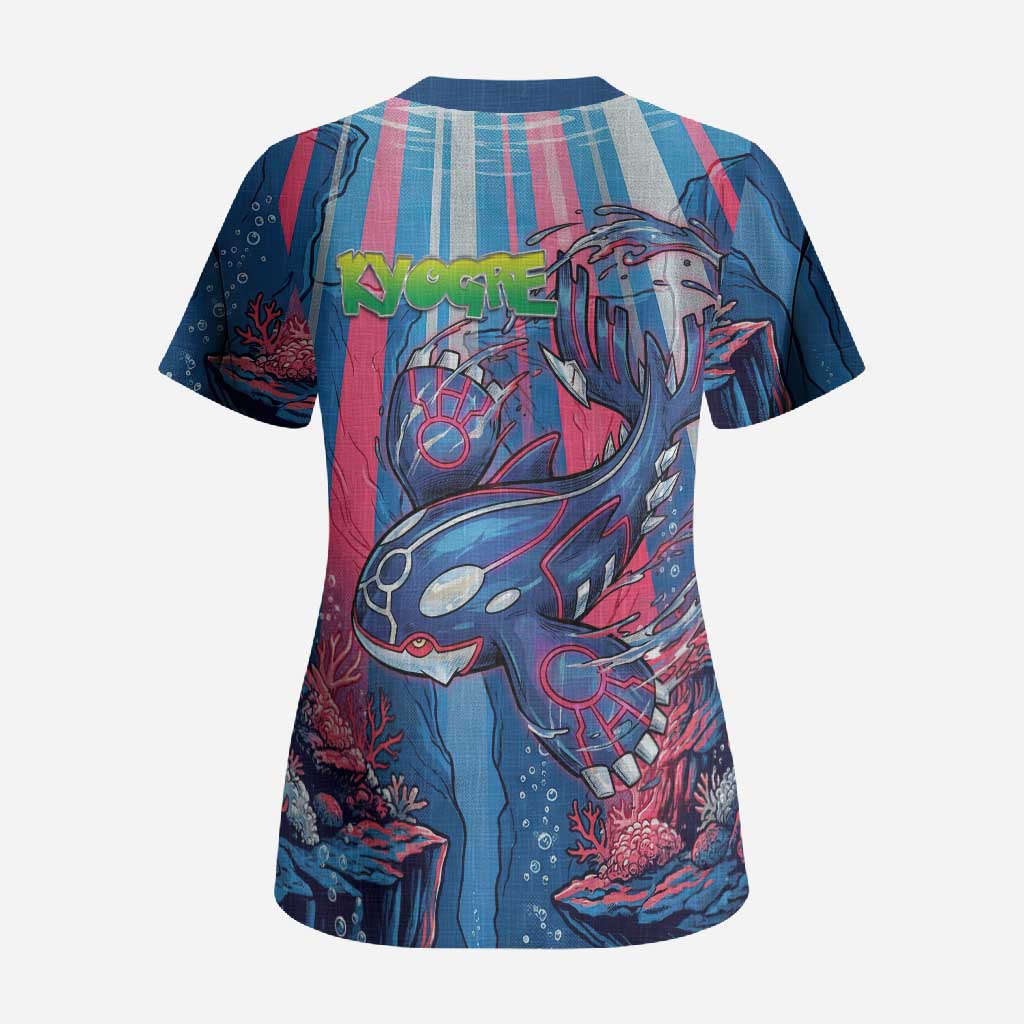 Kyogre Alpha Scrub Top Neon Deep Sea Coral Art